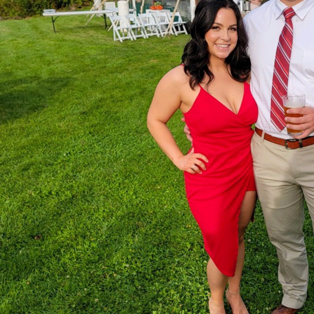 Red midi dress